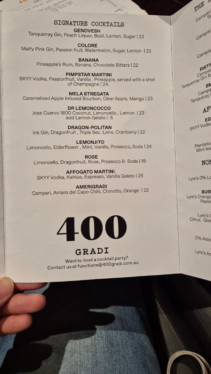 Menu, 400 Gradi - Brunswick