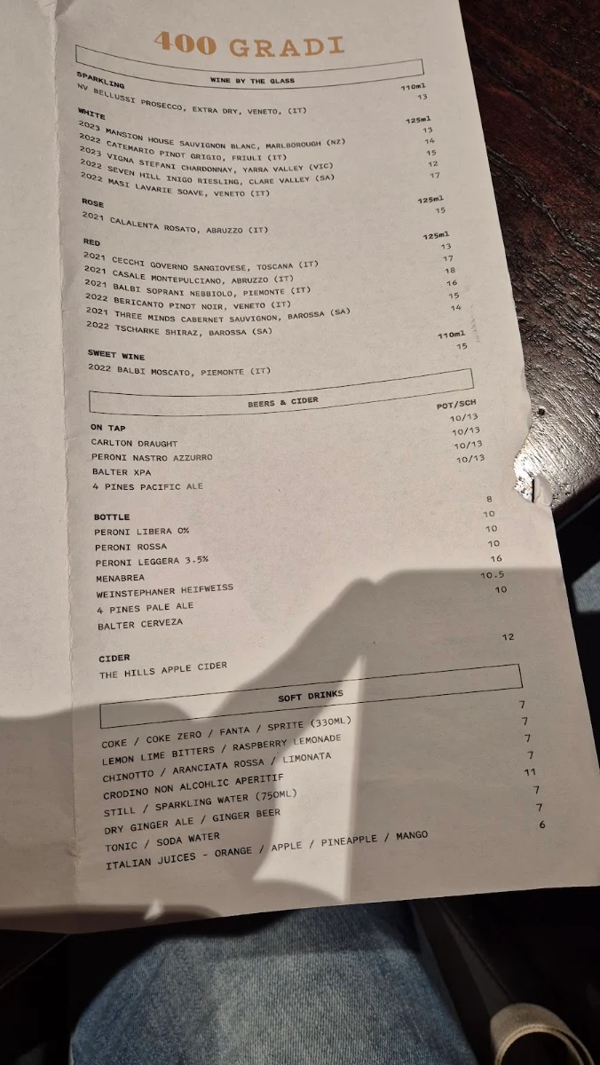 Menu, 400 Gradi - Brunswick