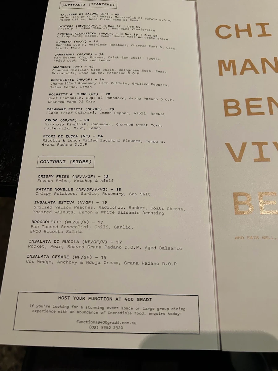 Menu, 400 Gradi - Brunswick