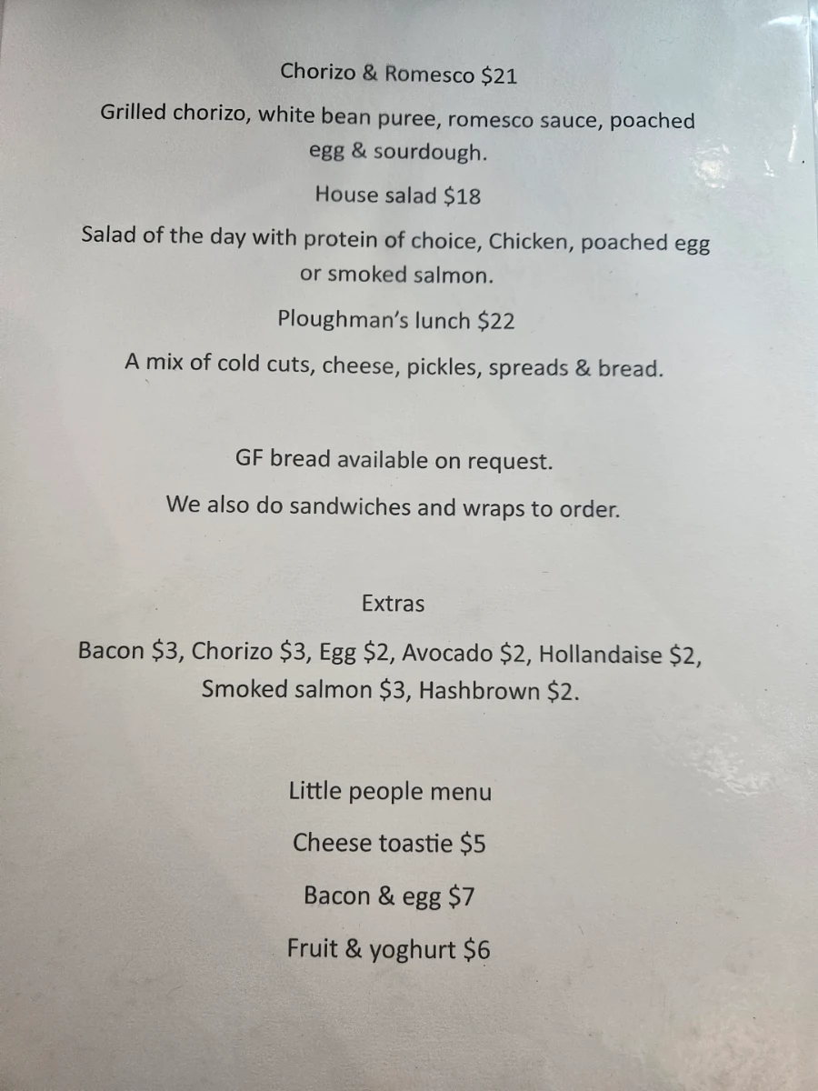 Menu, Figs and Honey Cafe