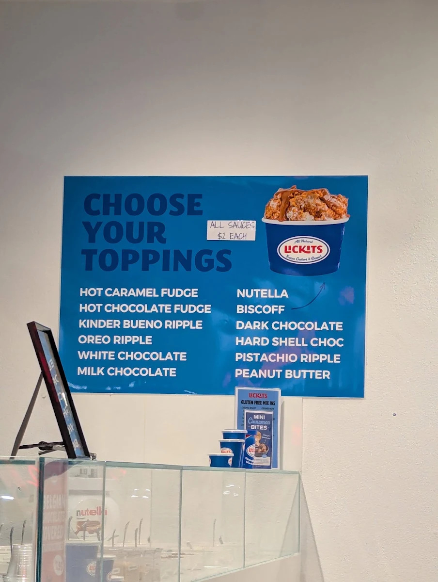 Menu, Lickits Newtown