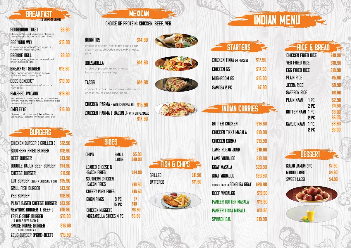 Menu, Welshpool Eatery