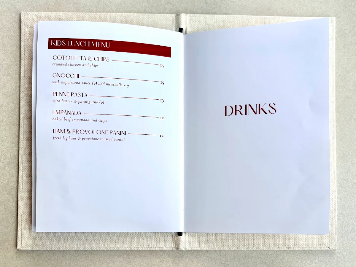 Menu, Cafe Pichón
