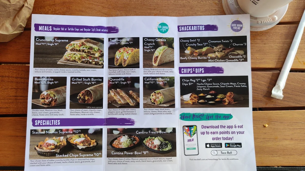 Menu, Taco Bell Roxburgh Park