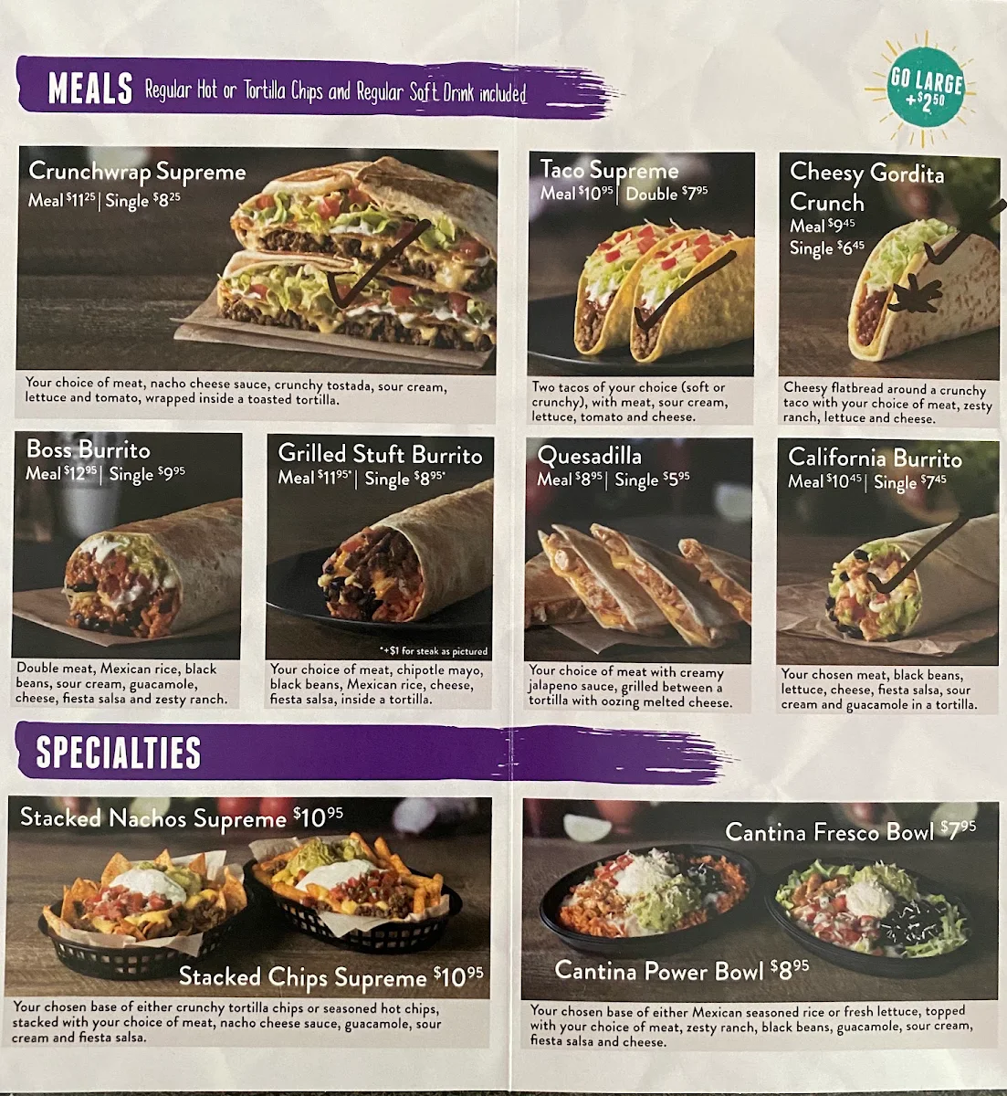 Menu, Taco Bell Roxburgh Park