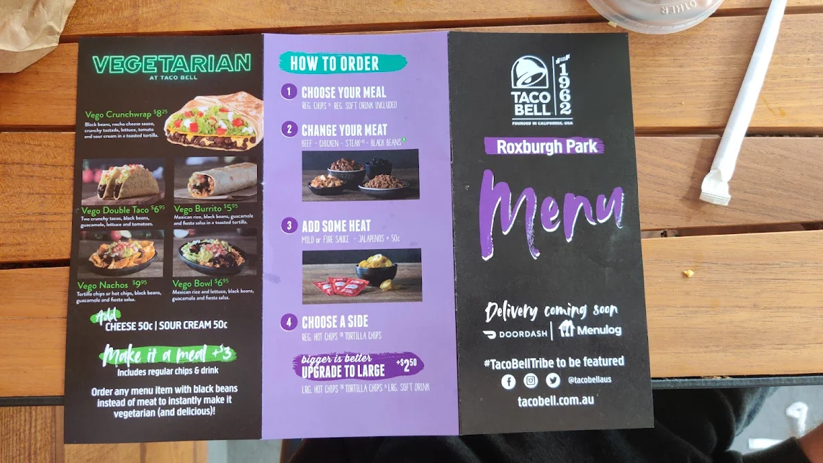 Menu, Taco Bell Roxburgh Park