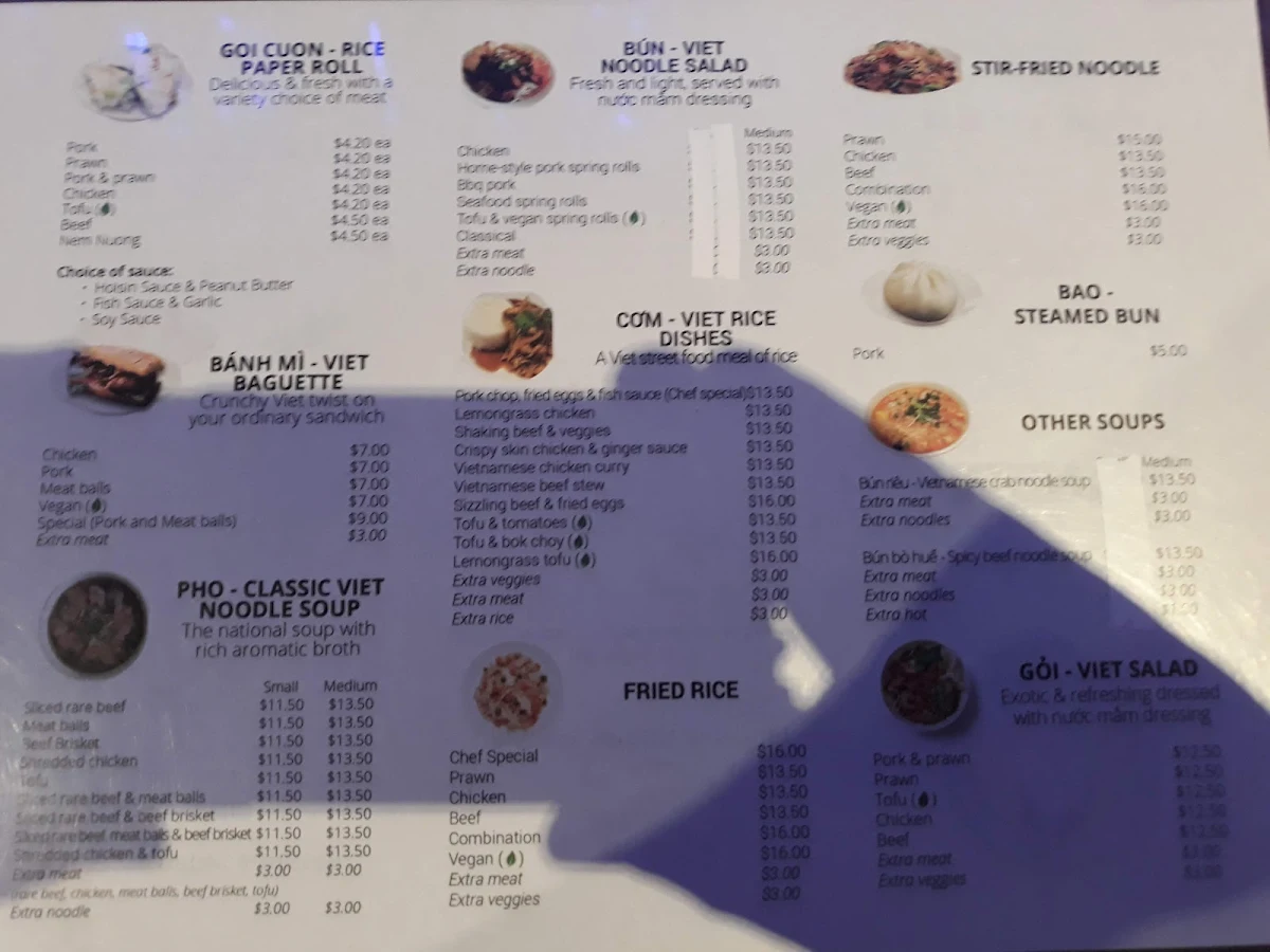 Menu, Tram Vietnam