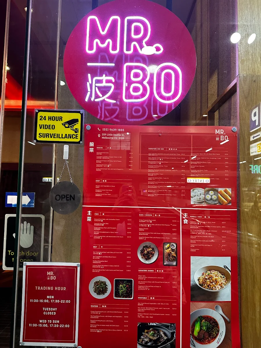 Menu, Mr. Bo