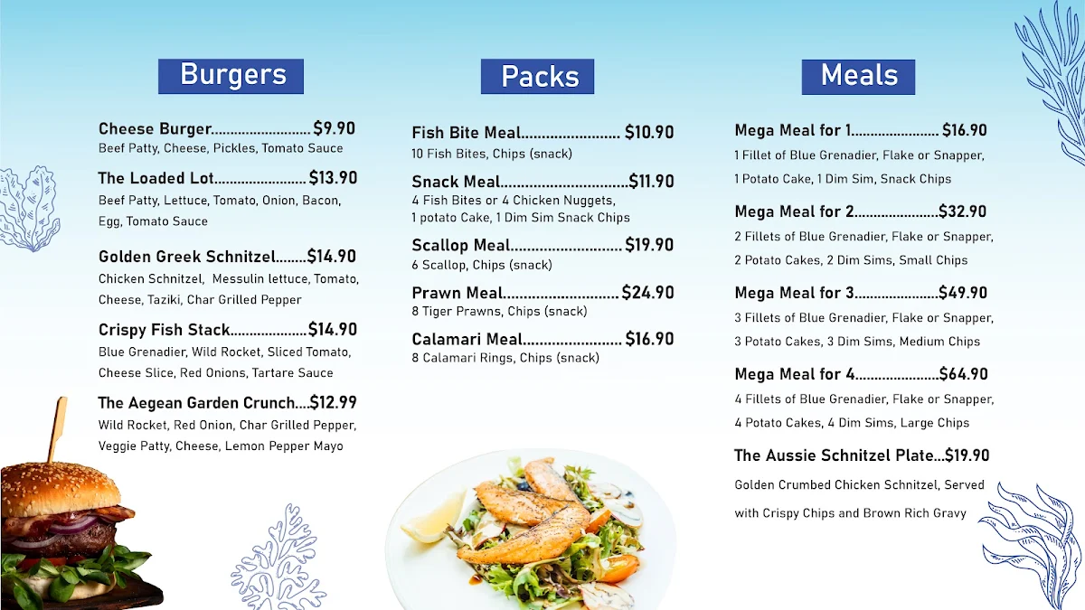 Menu, Aegean Wave Fish & Chips