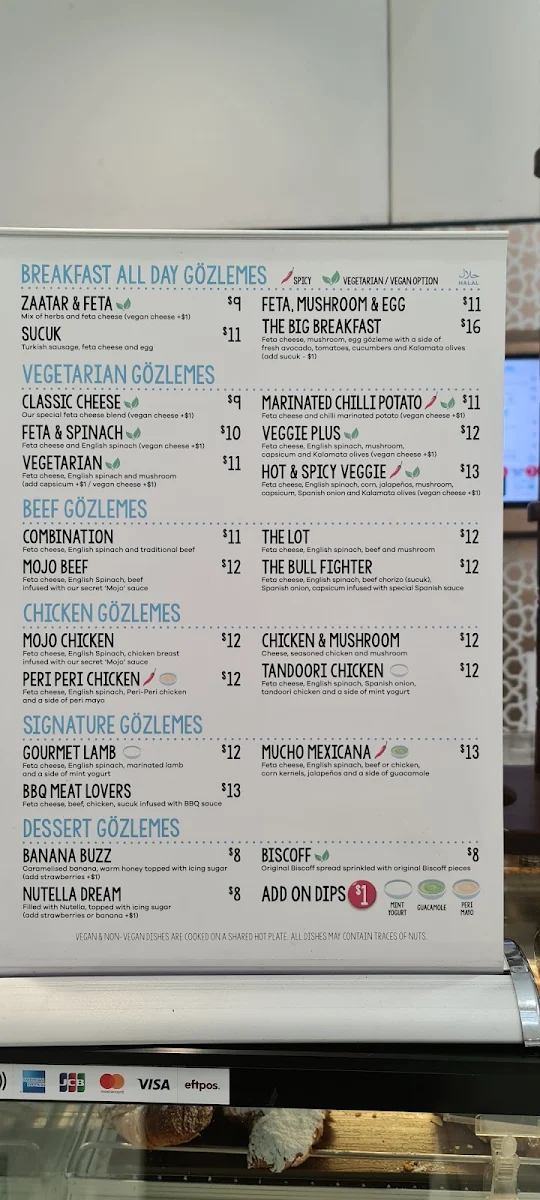Menu, Gözleme King Rhodes