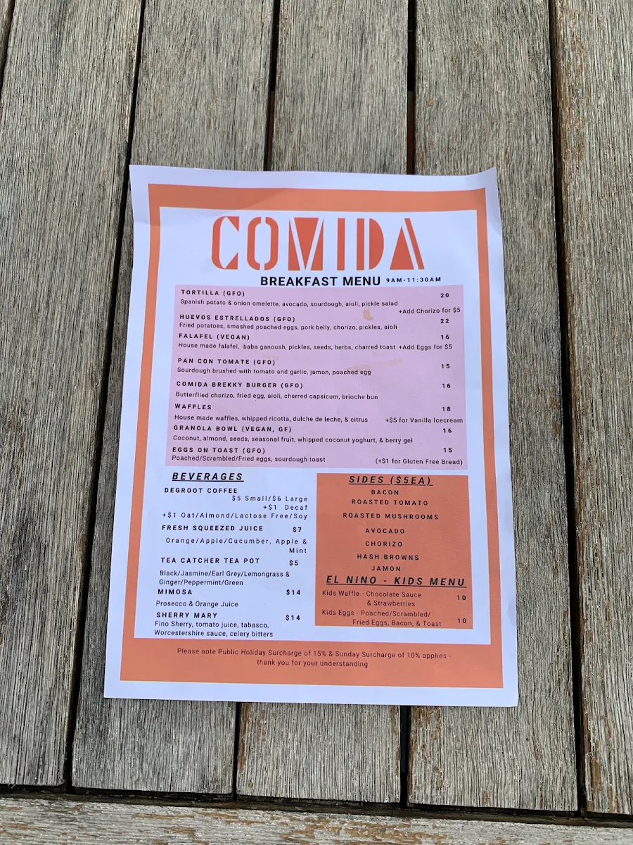 Menu, Comida Hahndorf