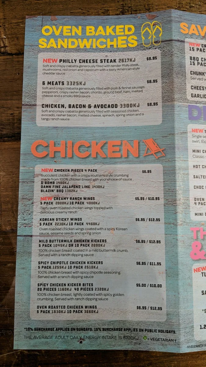 Menu, Domino's Pizza Elizabeth South