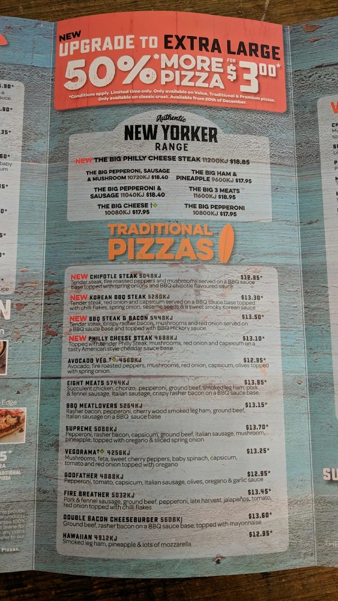 Menu, Domino's Pizza Elizabeth South