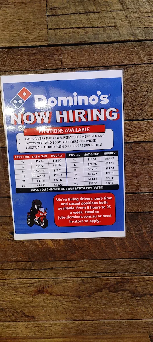 Menu, Domino's Pizza Elizabeth South