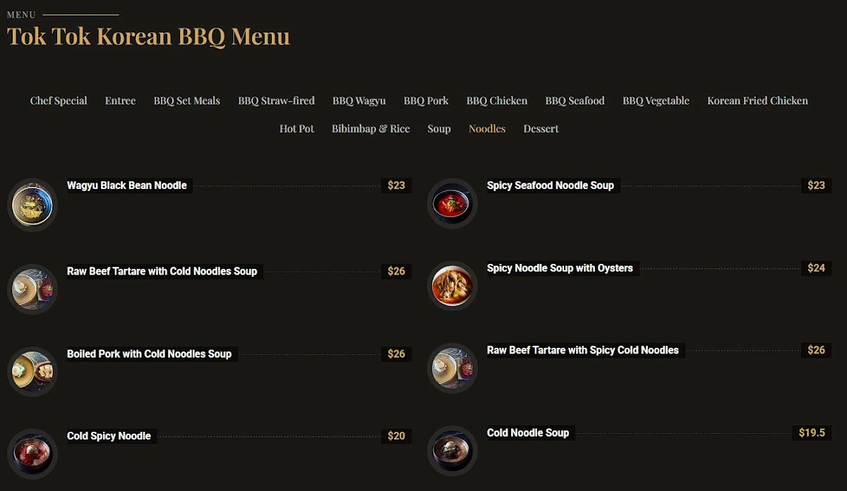Menu, Tok Tok