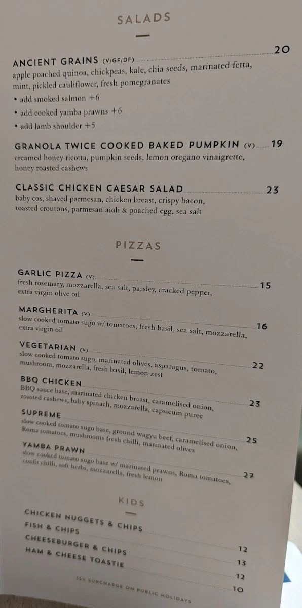 Menu, Clover Cafe & Co