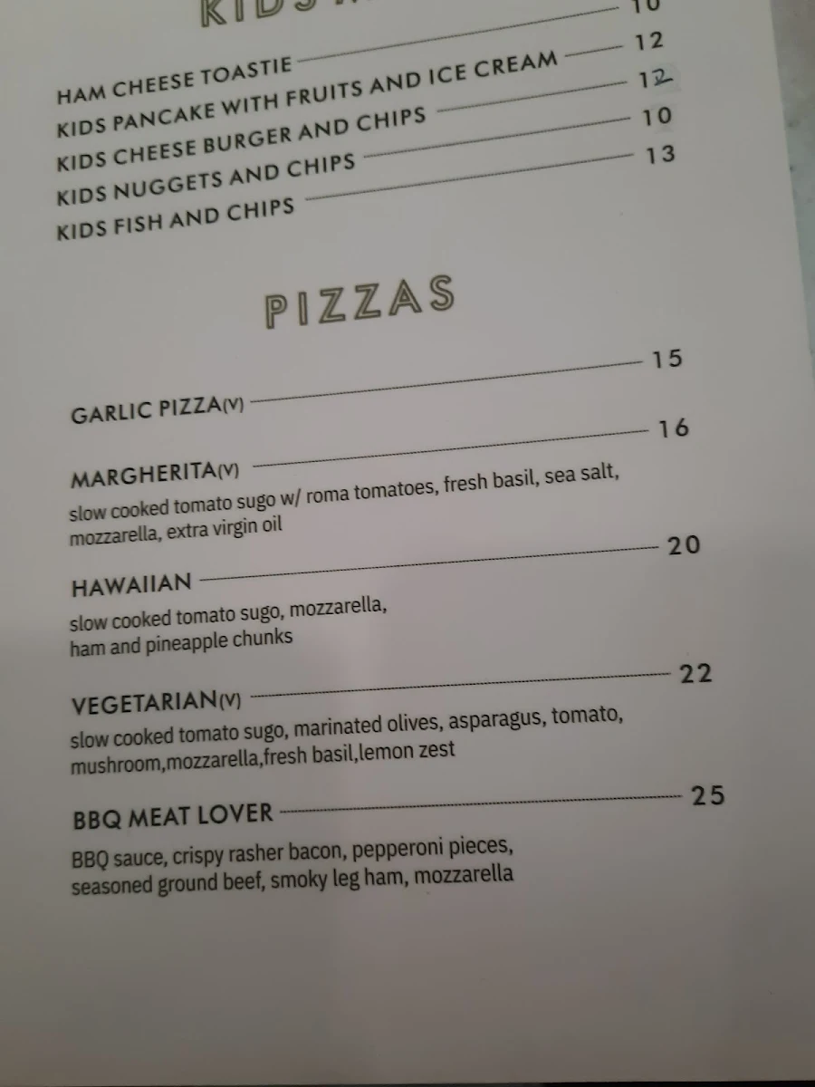Menu, Clover Cafe & Co
