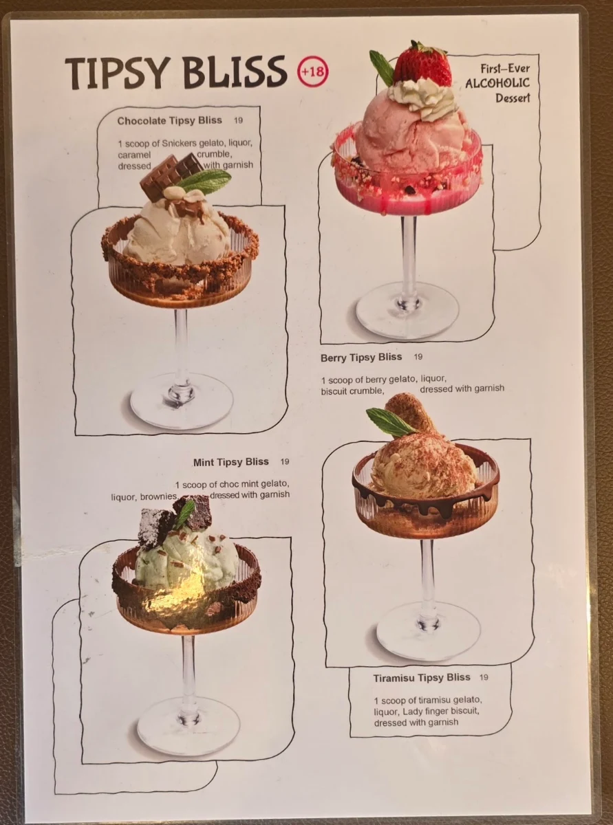 Menu, C9 Chocolate and Gelato Newtown