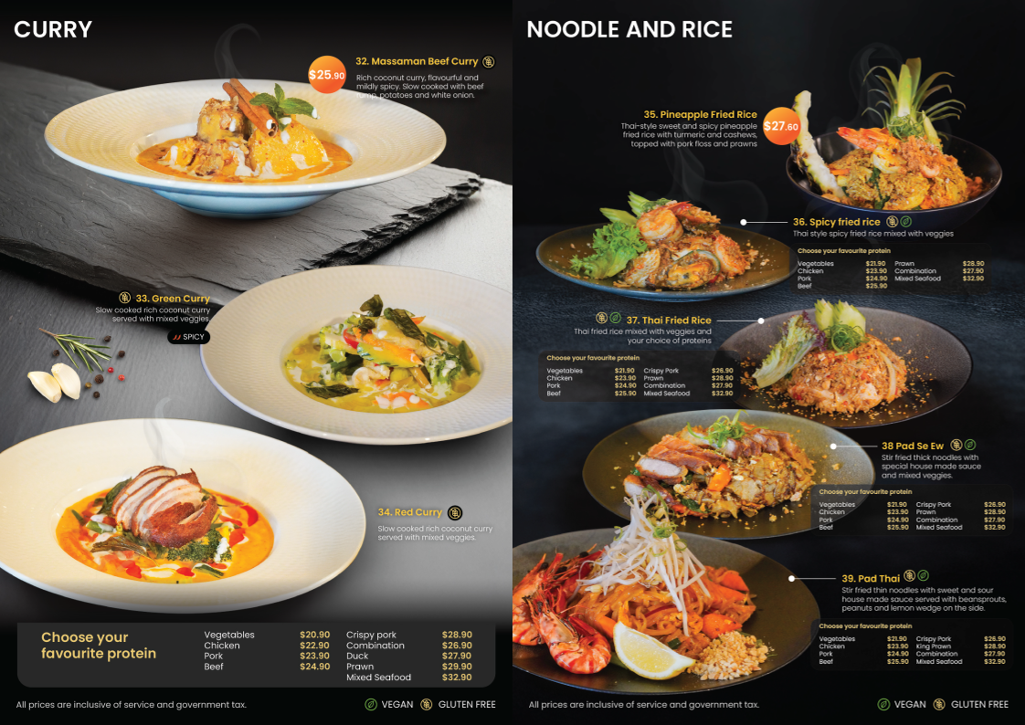 Menu, Ling Ling Thai Dubbo