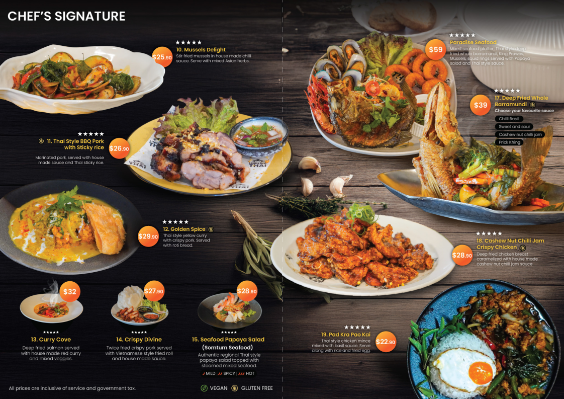 Menu, Ling Ling Thai Dubbo