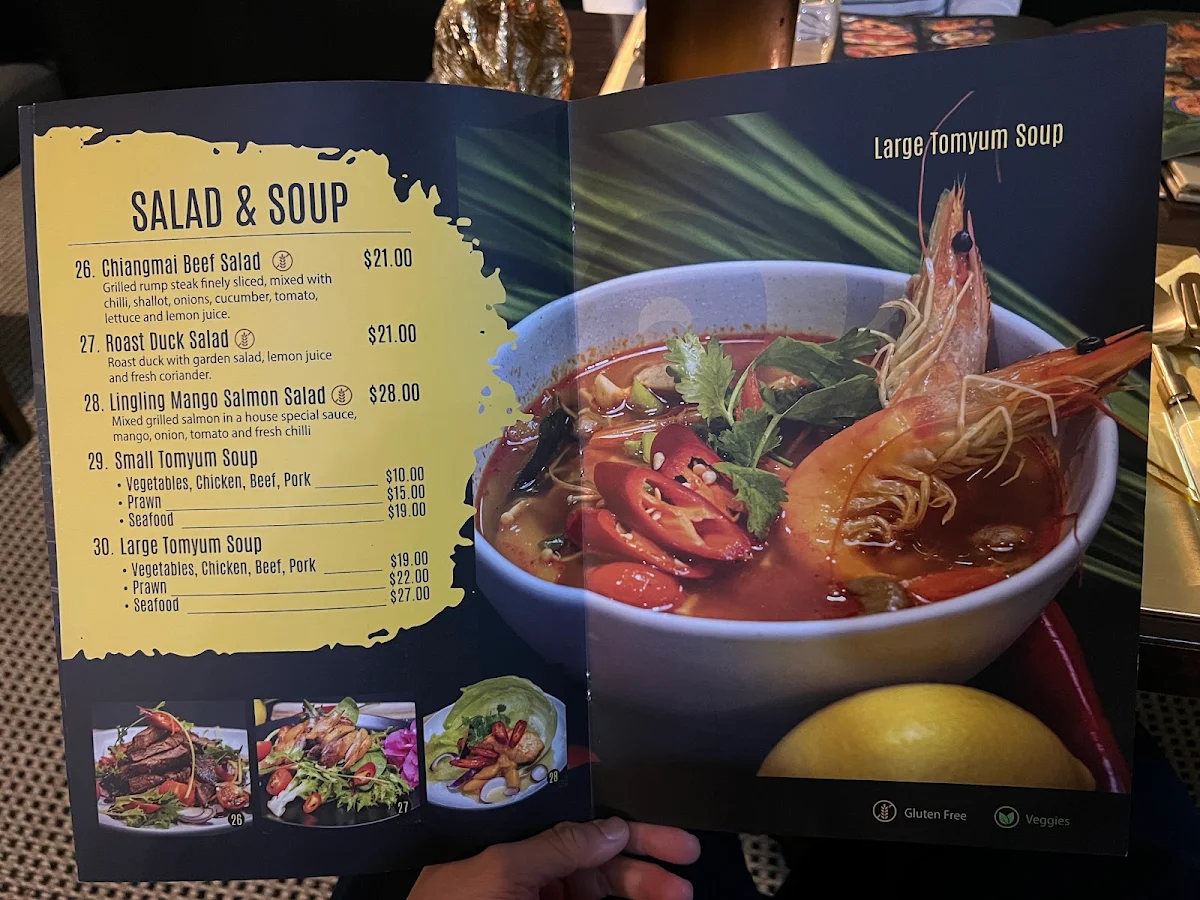 Menu, Ling Ling Thai Dubbo