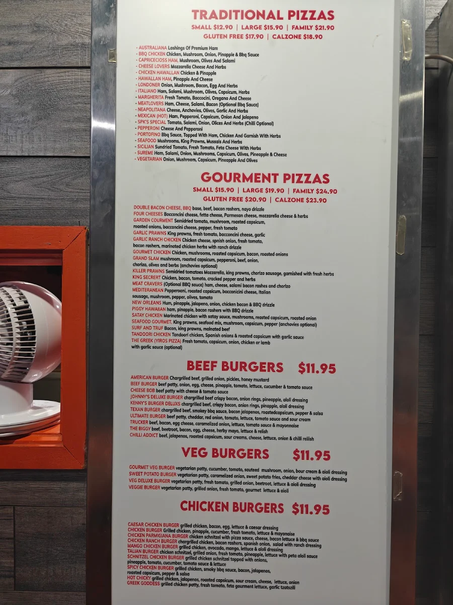 Menu, Salisbury Pizza Kitchen
