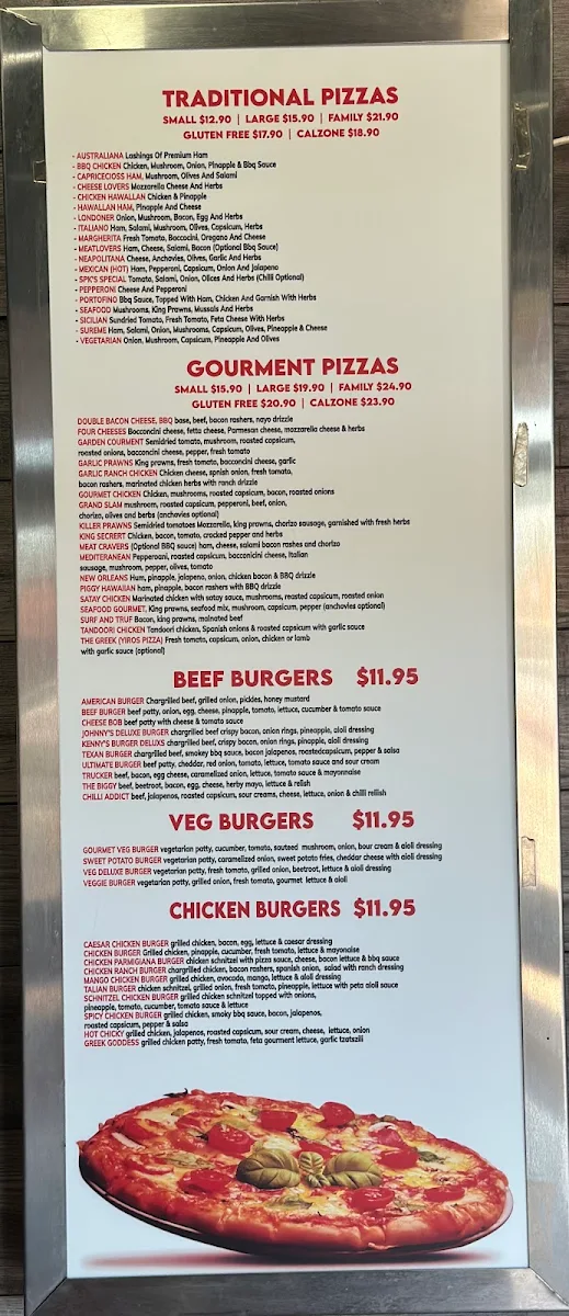 Menu, Salisbury Pizza Kitchen
