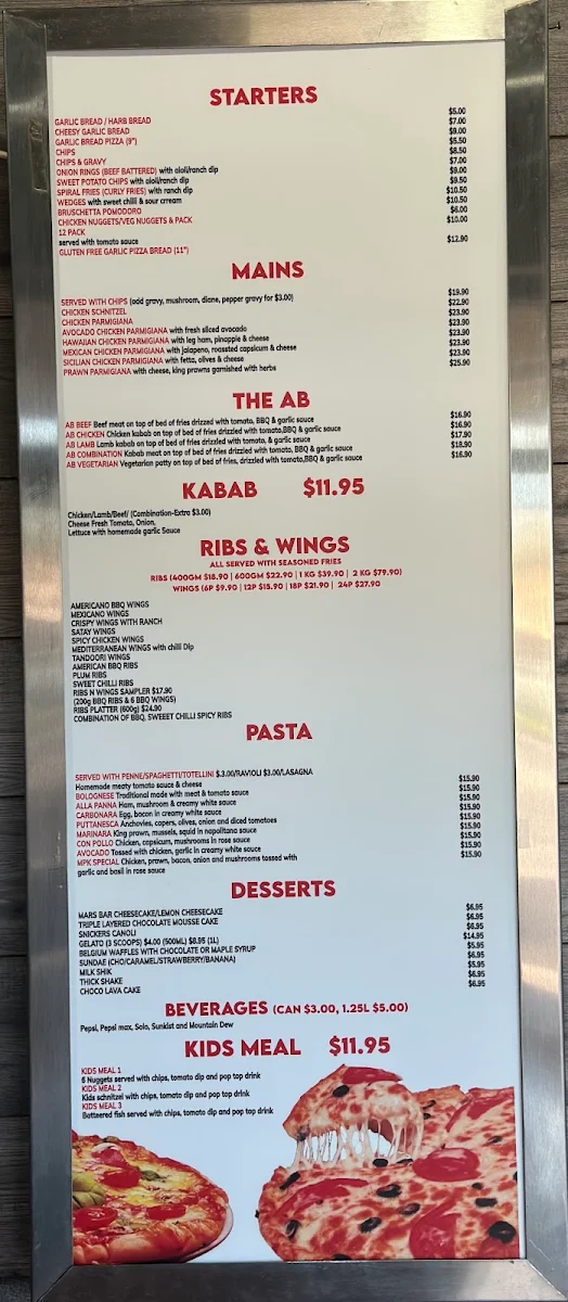 Menu, Salisbury Pizza Kitchen