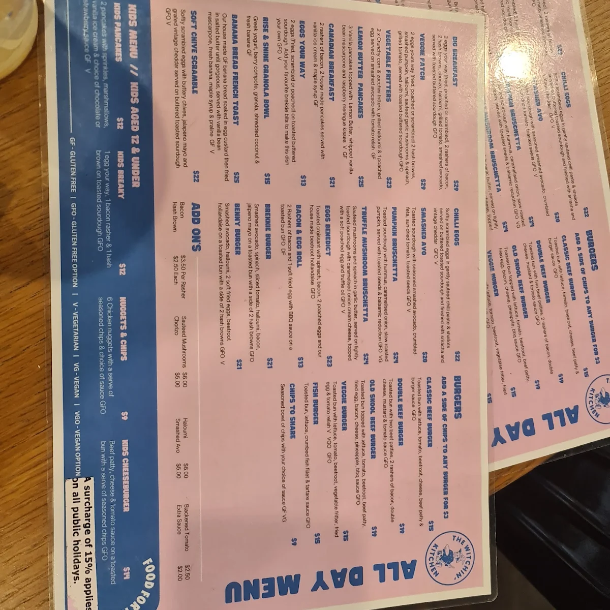 Menu, The Witchin’ Kitchen