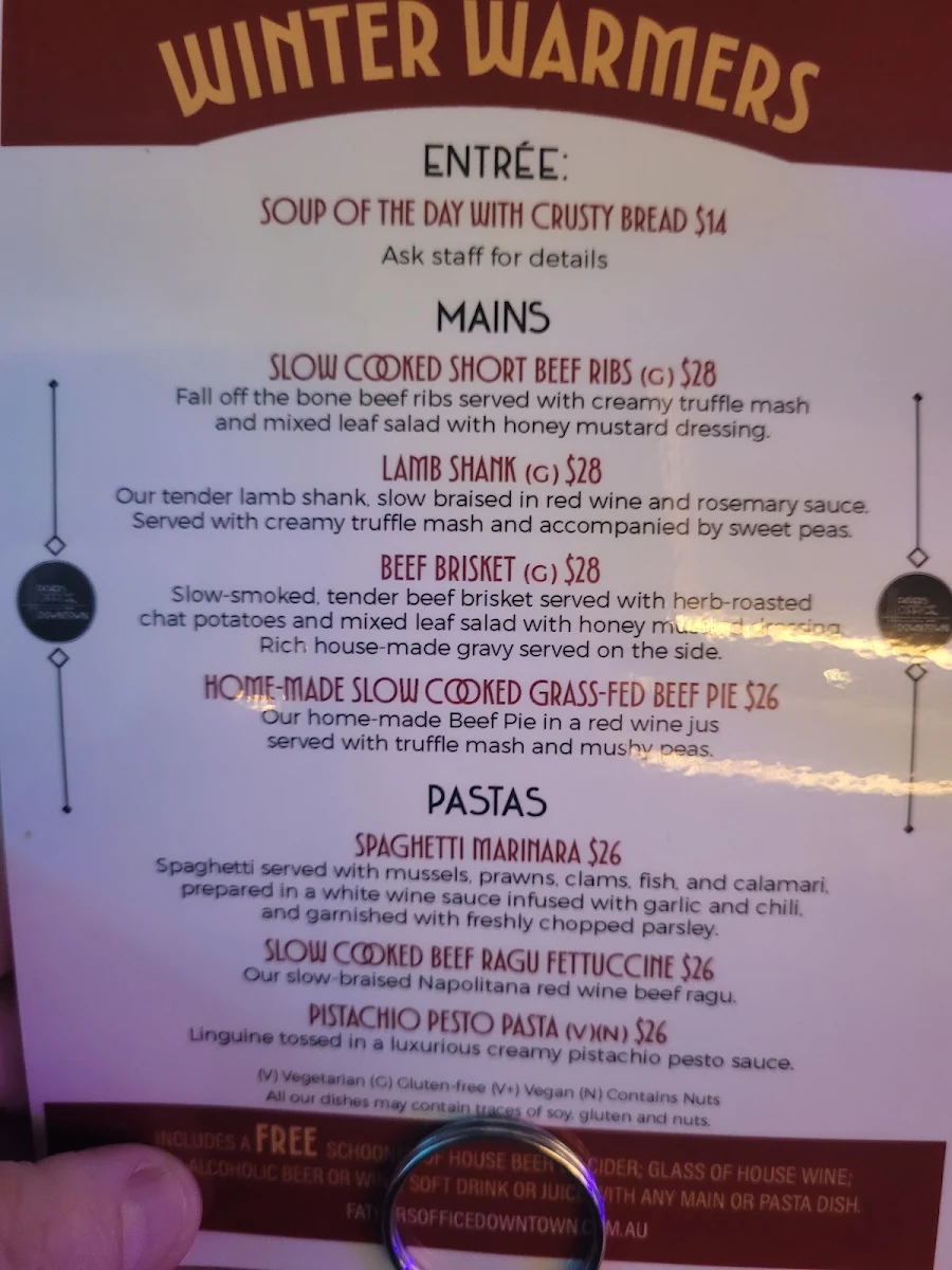 Menu, Father's Office Downtown