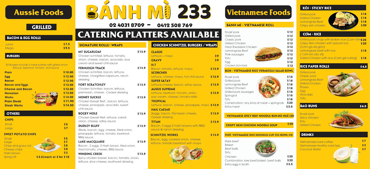 Menu, Banh Mi 233