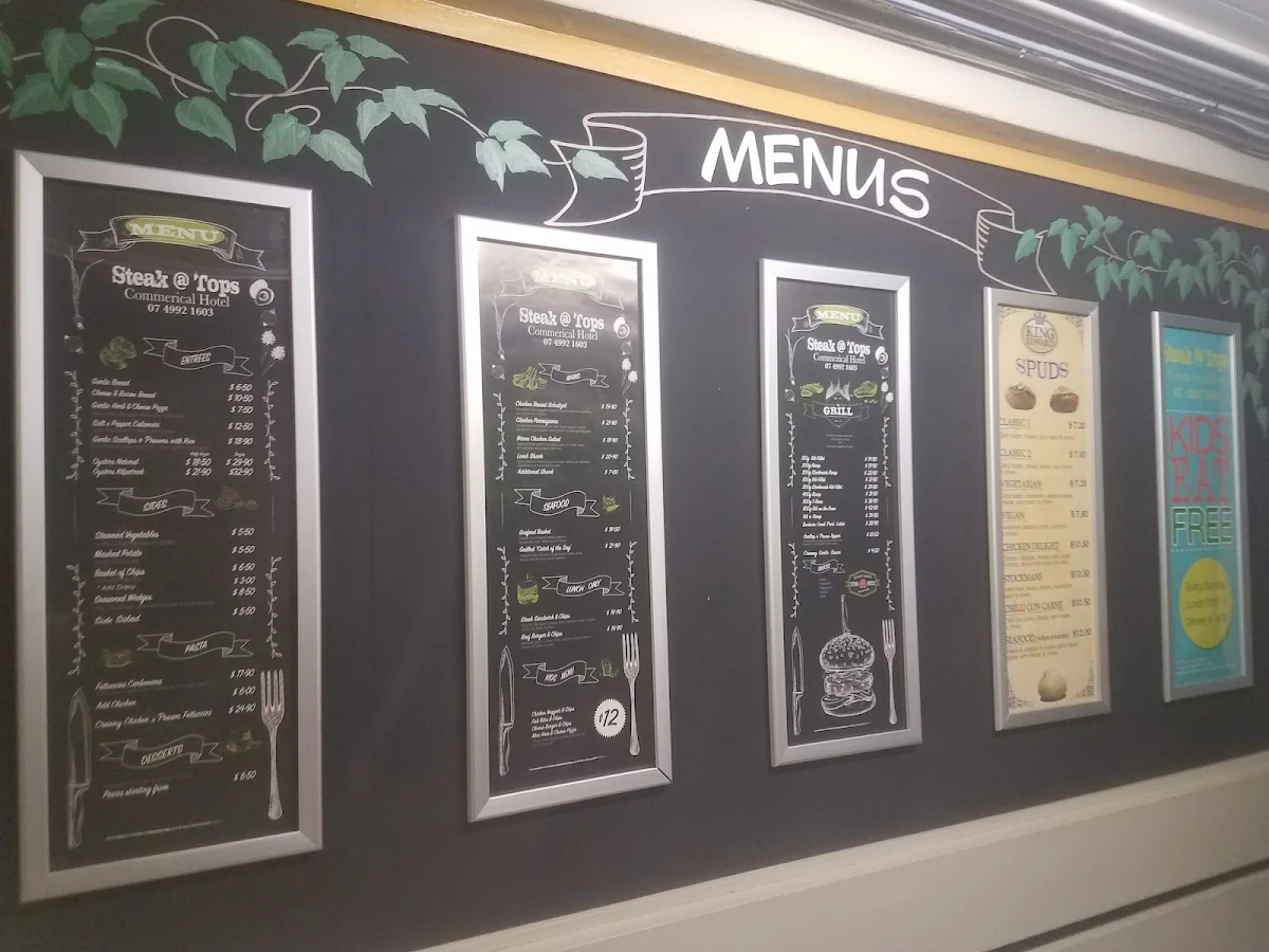 Menu, Commercial Hotel