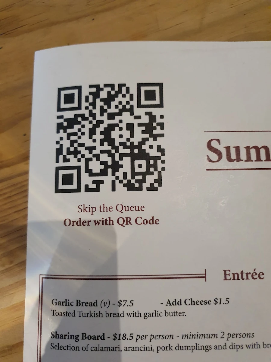 Menu, Keilor Hotel