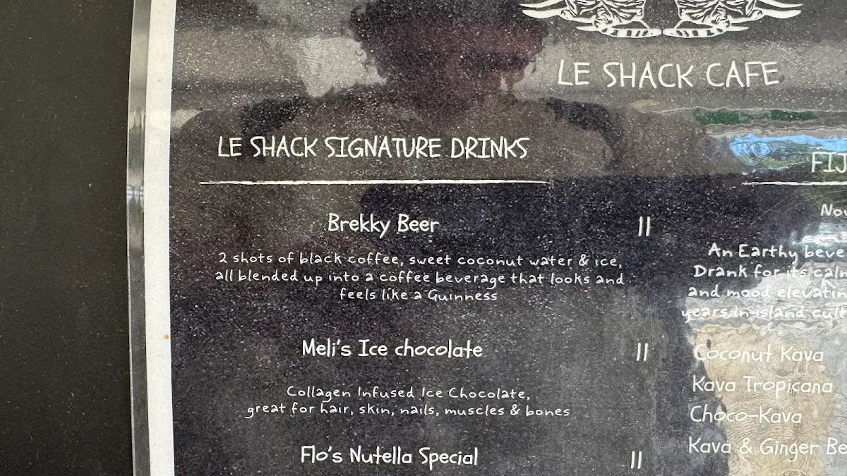 Menu, Le Shack Cafe & Electric scooter hire