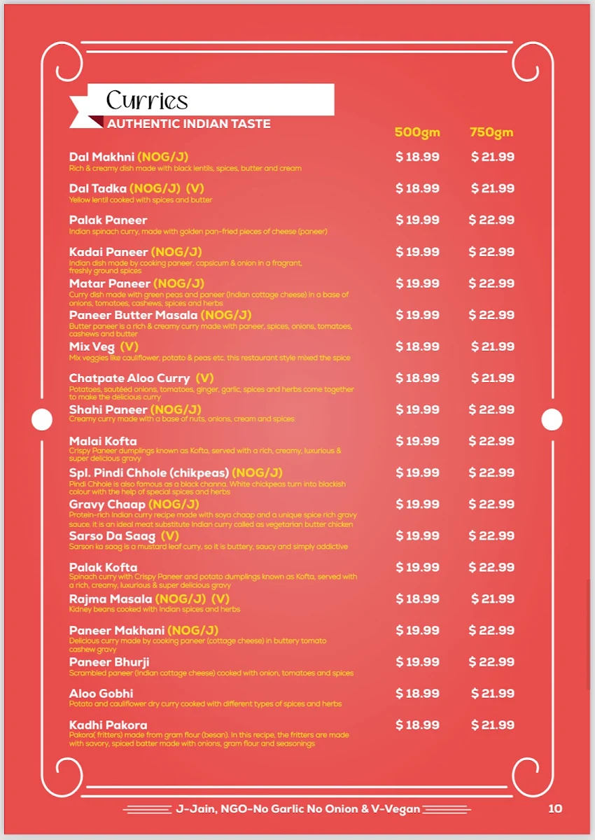 Menu, Khao Piyo - Vegetarian & Vegan Restaurant