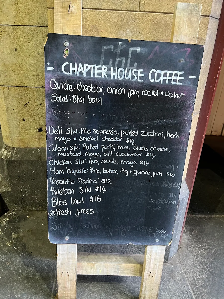 Menu, Chapter House Coffee