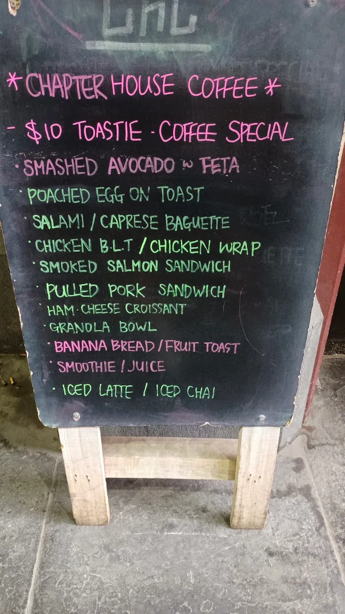 Menu, Chapter House Coffee