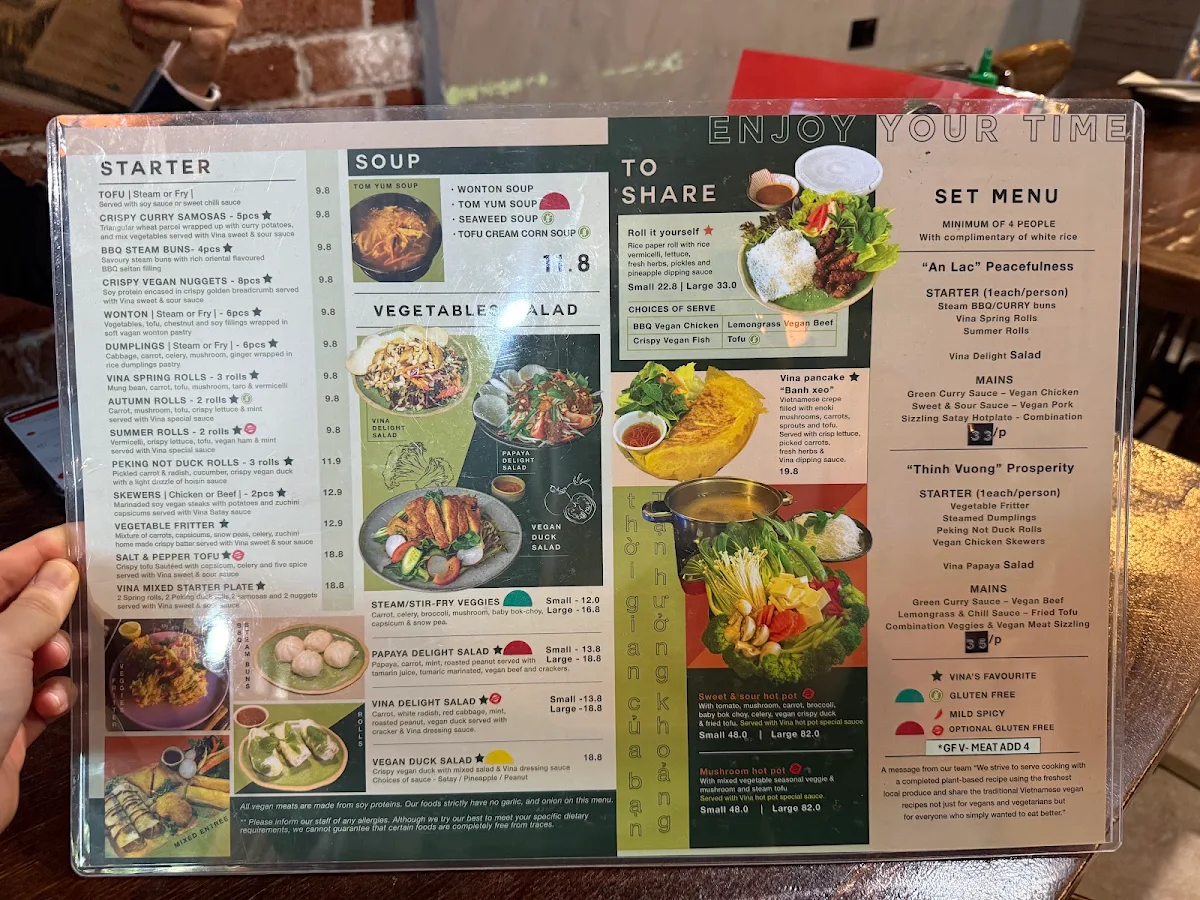 Menu, Vina Vegan Restaurant