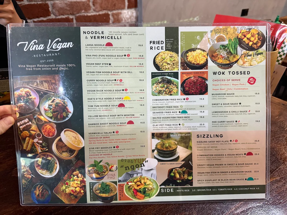 Menu, Vina Vegan Restaurant