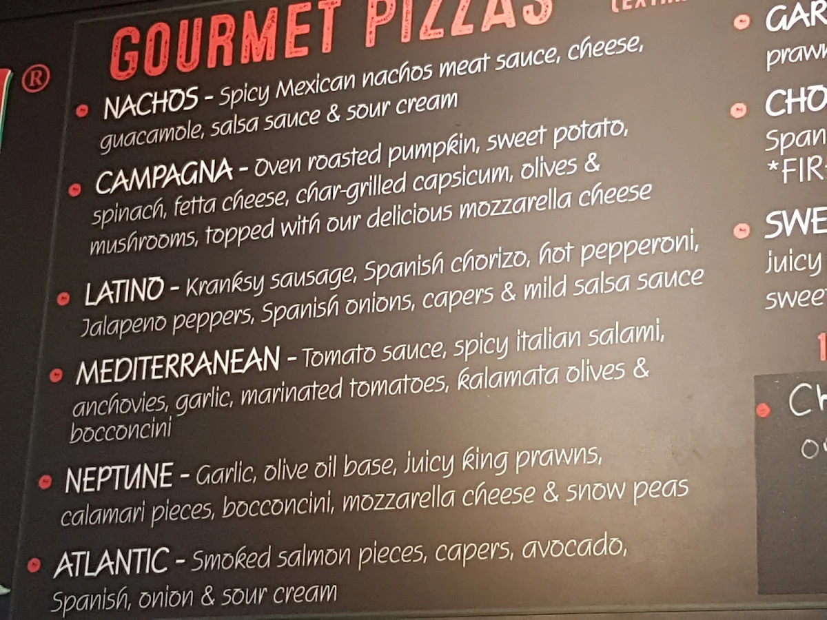 Menu, Pizza Inn Gosford