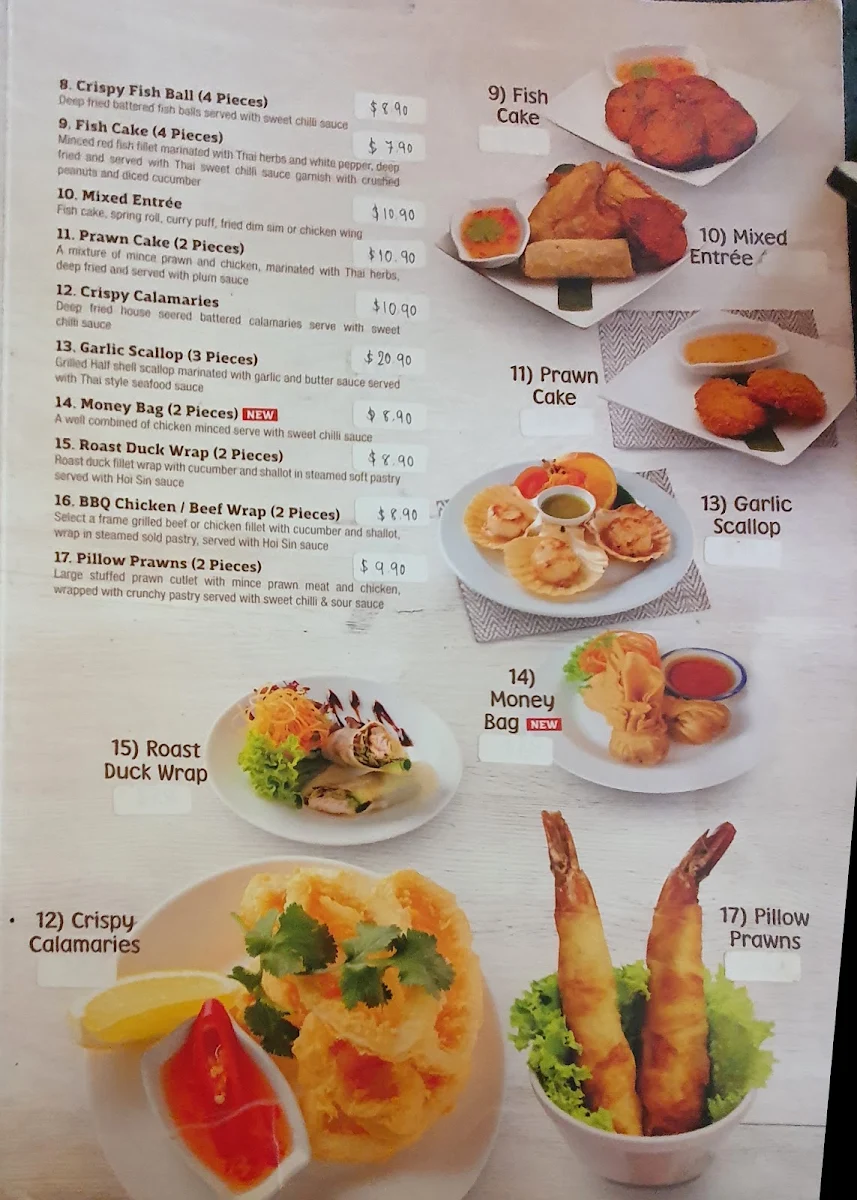 Menu, Abode Thai Cuisine