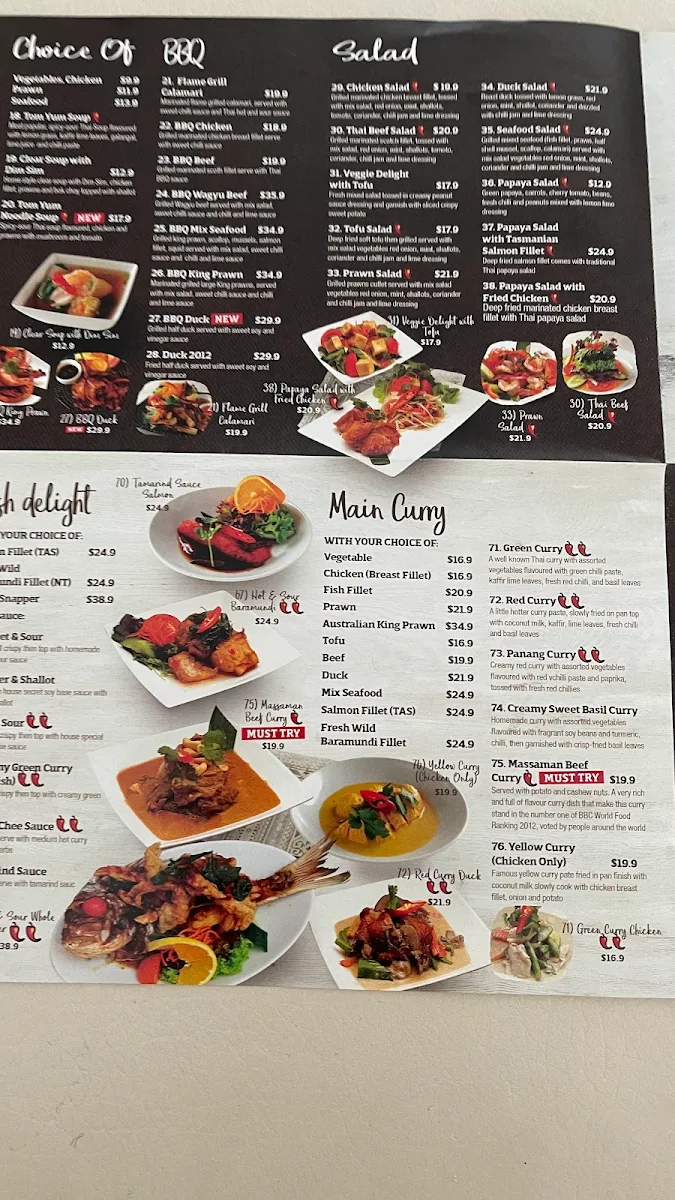 Menu, Abode Thai Cuisine