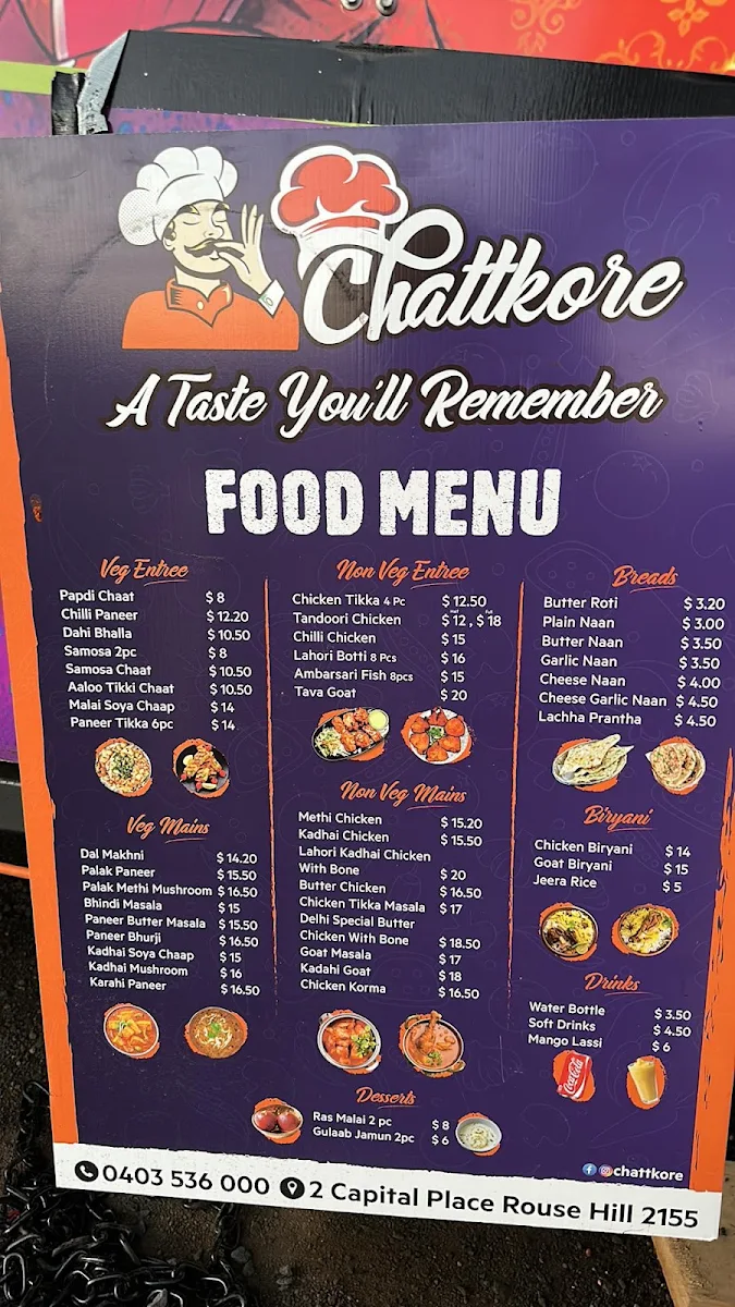 Menu, Chattkore