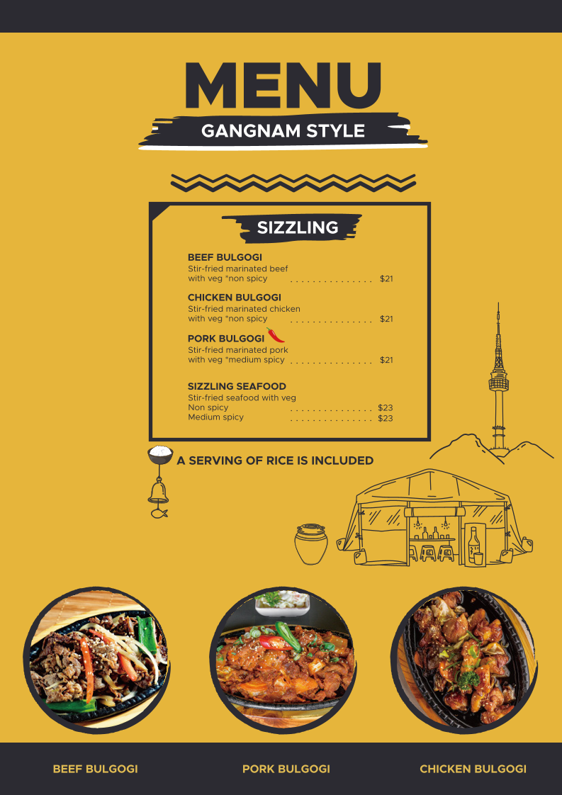 Menu, Gangnam Style