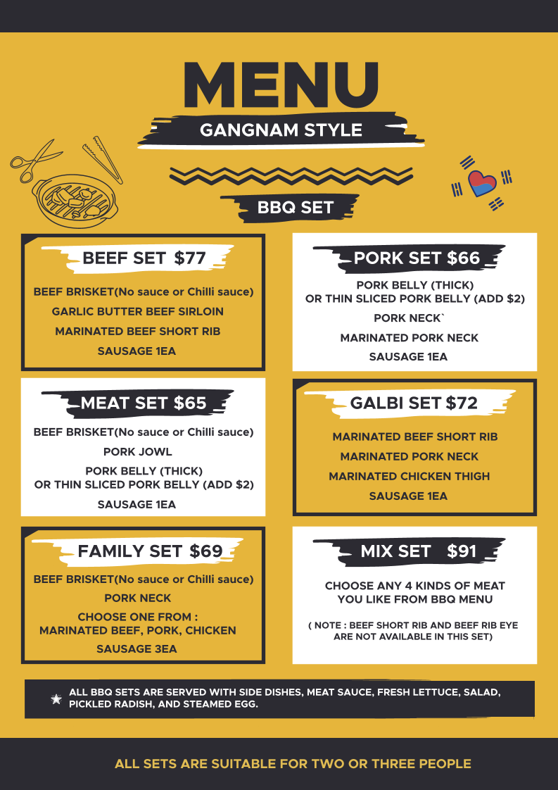 Menu, Gangnam Style