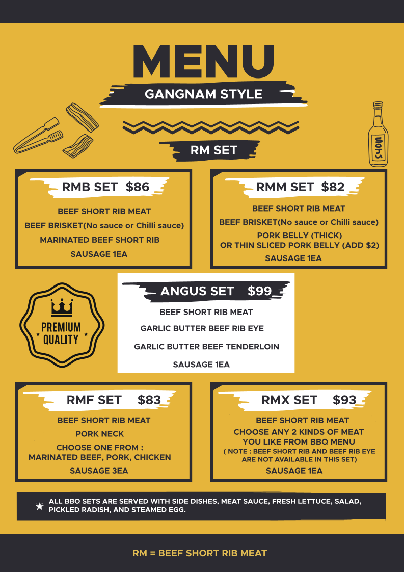 Menu, Gangnam Style