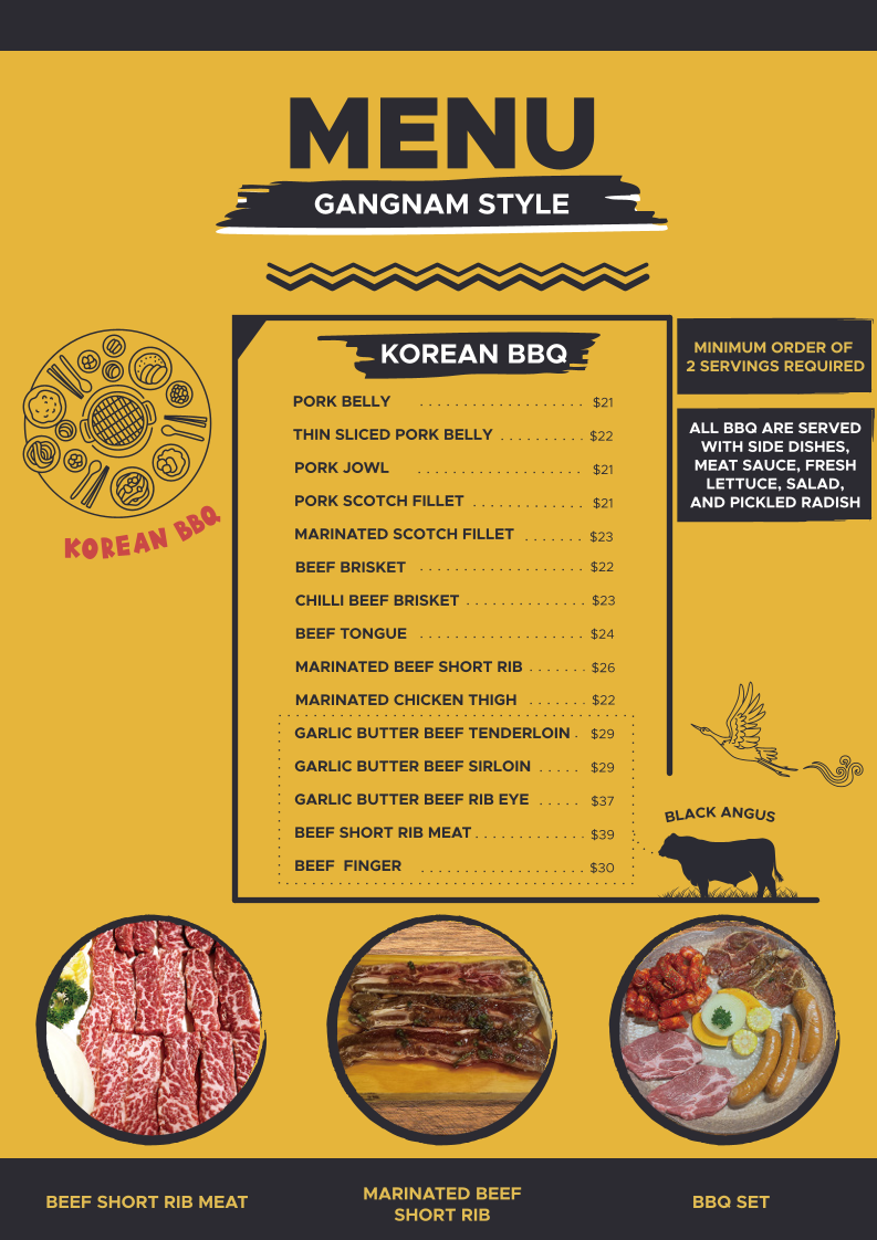 Menu, Gangnam Style