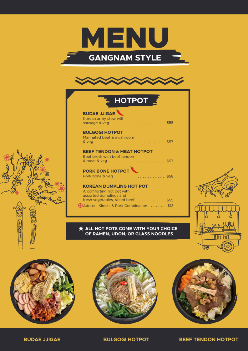 Menu, Gangnam Style