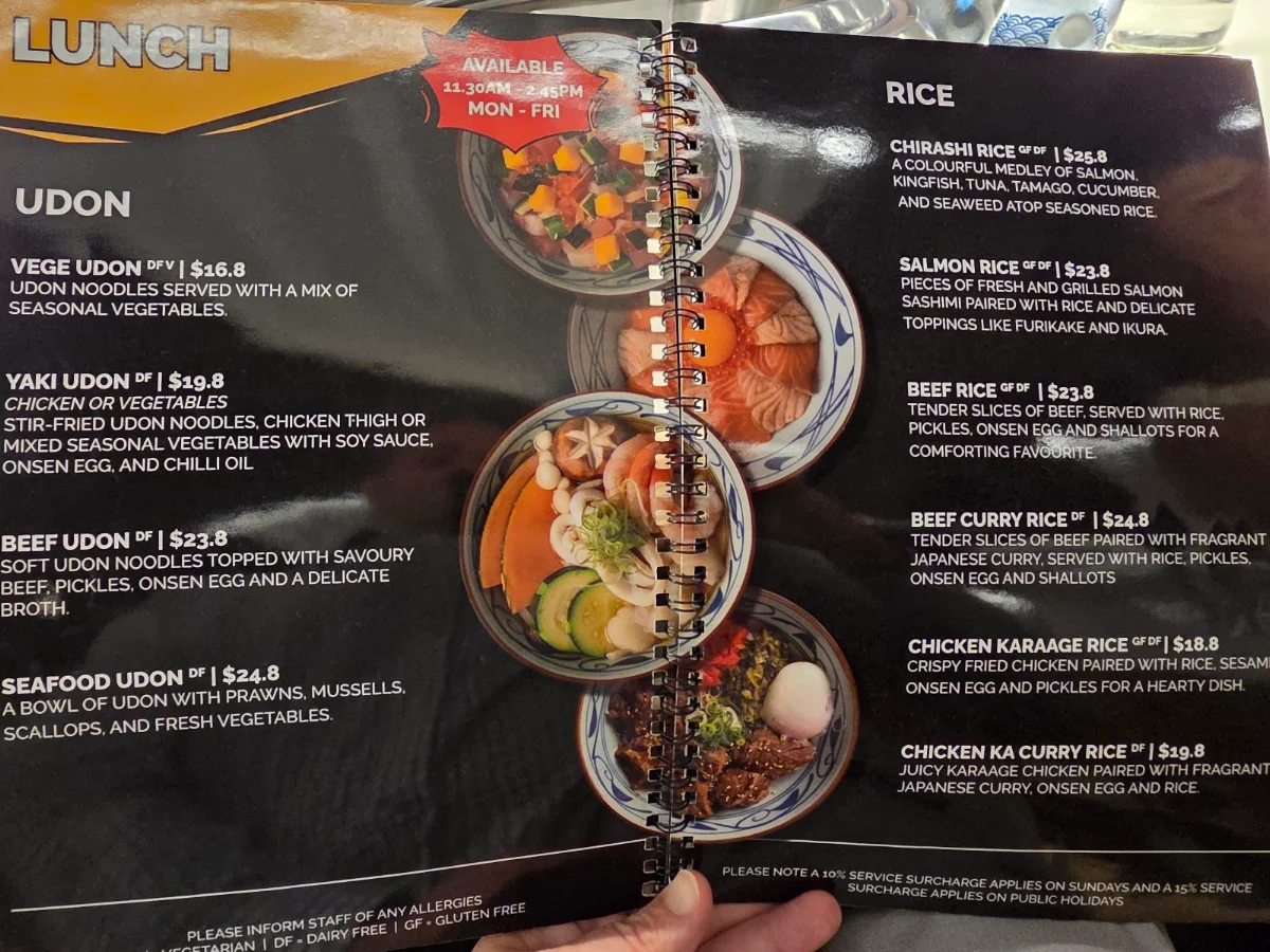 Menu, Taki Canberra Centre