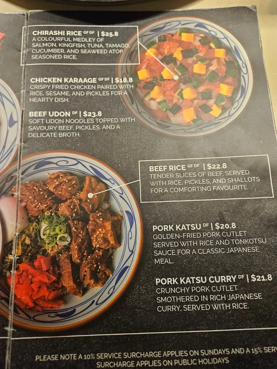 Menu, Taki Canberra Centre
